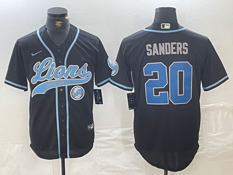 Men Detroit Lions #20 Sanders Black Joint Name 2024 Nike Limited NFL Jersey style 5->detroit lions->NFL Jersey